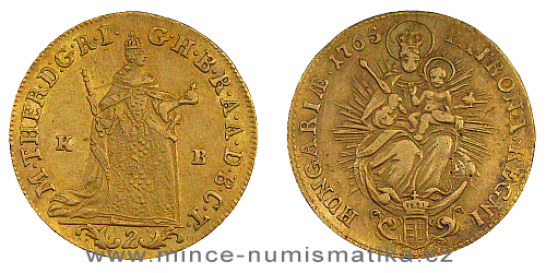Zlatý 2 dukát Marie Terezie 1765 K.B.