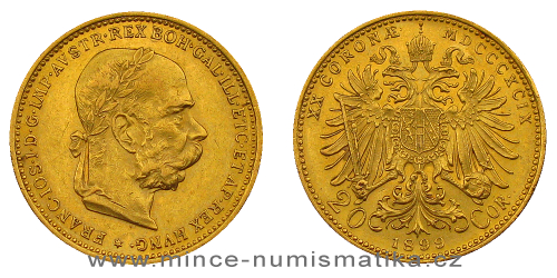 20 koruna FJI RU 1899 b.z. (rakouská) - vzácná