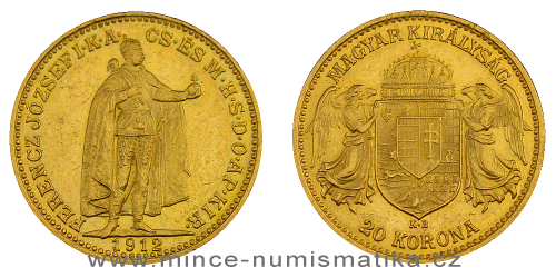 Zlatá 20 koruna FJI RU 1912 K.B. - vzácnější