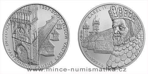 Stříbrná investiční medaile 650 let od položení základního kamene Karlova mostu 1 Oz