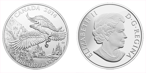 2014 - 100 $ Kanada - Orel bělohlavý Ag (Bald Eagle) 