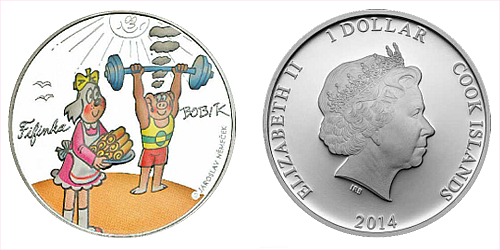 2014 - 1 $ Cook Islands - Čtyřlístek - Fifinka a Bobík 