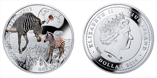 2014 - 1 $ Niue - Zebra Grévyho (Grevy´s Zebra) 