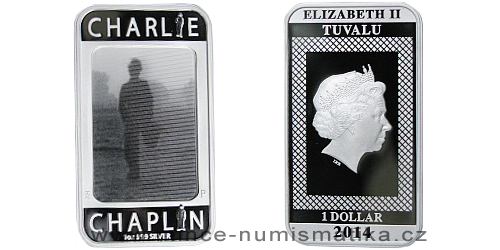 2014 - 1 $ Tuvalu - Charlie Chaplin: 100 let smíchu - lentikulární mince 