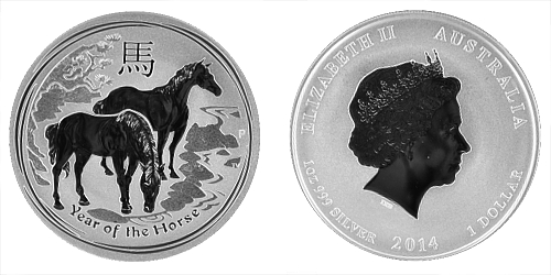 2014 - 1 dollar - Year of the Horse Ag (Australia Lunar II.) 