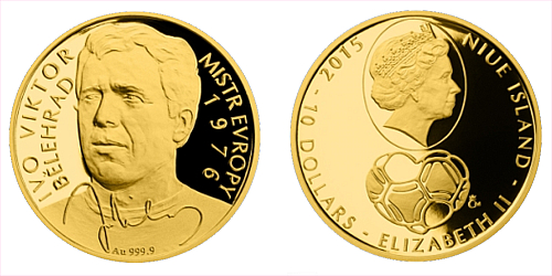 Zlatá čtvrtuncová mince 10 NZD Ivo Viktor