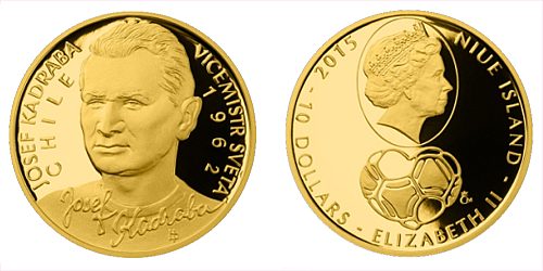 Zlatá čtvrtuncová mince 10 NZD Josef Kadraba