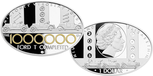 Stříbrná mince 1 NZD Miliontý Ford T kolorováno