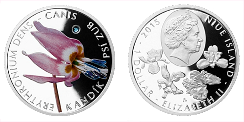 Stříbrná mince 1 NZD Kandík psí zub (ohrožená příroda)