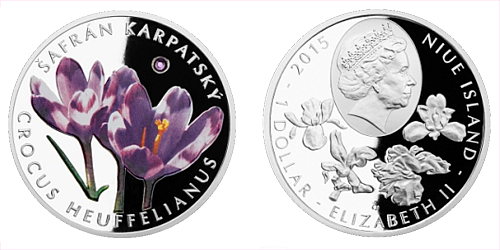 Stříbrná mince 1 NZD Šafrán karpatský (ohrožená příroda)