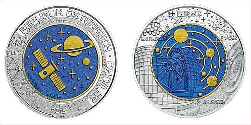 2015 - 25 € Rakousko - Kosmologie (bimetalová mince)