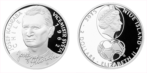 Stříbrná mince 2 NZD Josef Kadraba