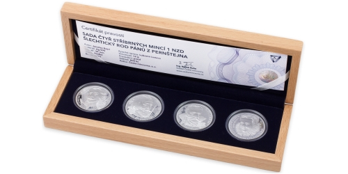 Sada čtyř stříbrných mincí 1 NZD Šlechtický rod pánů z Pernštejna