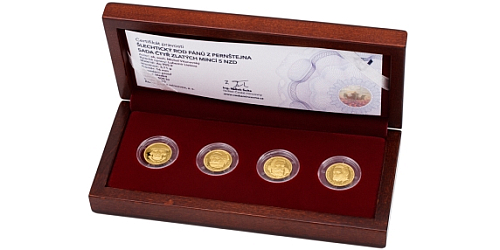 Sada čtyř zlatých mincí 5 NZD Šlechtický rod pánů z Pernštejna