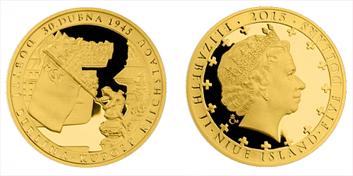 Zlatá mince 5 NZD Dobytí Berlína Rudou armádou