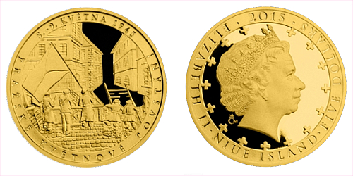 Zlatá mince 5 NZD Pražské povstání
