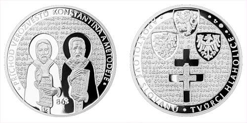 Stříbrná medaile Příchod věrozvěstů Konstantina a Metoděje