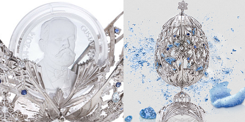 Originální klenot na téma Zima se stříbrnou mincí 2 NZD Gustav Fabergé 