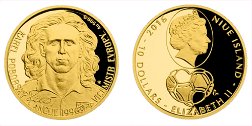 Zlatá čtvrtuncová mince 10 NZD Karel Poborský