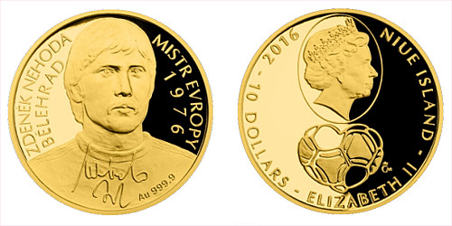 Zlatá čtvrtuncová mince 10 NZD Zdeněk Nehoda