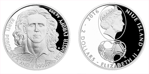Stříbrná mince 2 NZD Karel Poborský