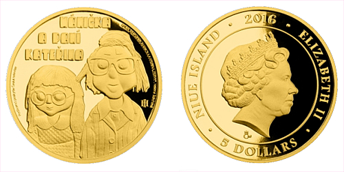 Zlatá mince 5 NZD Mánička a paní Kateřina