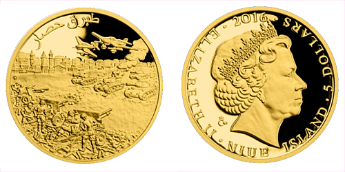 Zlatá mince 5 NZD Obléhání Tobrúku