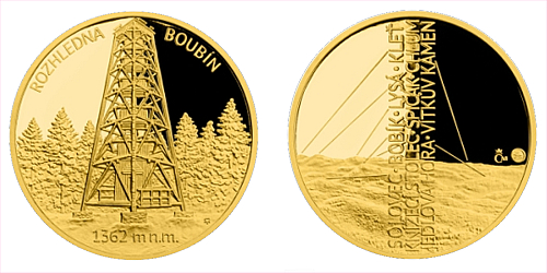 Zlatá čtvrtuncová medaile Rozhledna Boubín