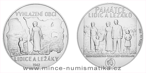 Stříbrná kilogramová mince Lidice a Ležáky
