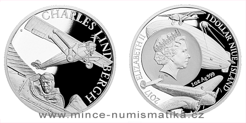 Stříbrná mince Století létání - Charles Lindbergh