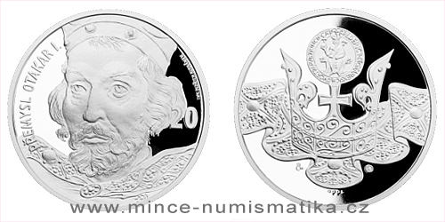 Stříbrná medaile s motivem 20 Kč bankovky - Přemysl Otakar I.