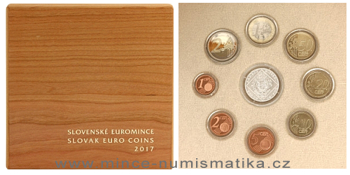 Sada oběžných mincí SR 2017 - Mária Terézia – 300. výr. narození  - PROOF like ve dřevě