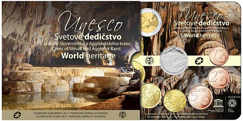 Sada oběžných mincí SR 2017 - Kultúrne pamiatky UNESCO na Slovensku – Jaskyne Slovenského krasu