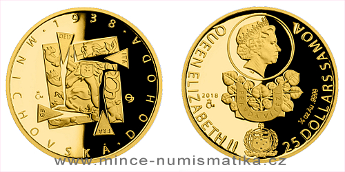 Zlatá mince Převratné osmičky našich dějin - 1938 Mnichovská dohoda