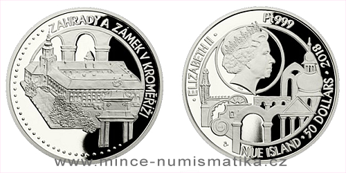 Platinová uncová mince 50 NZD UNESCO - Zahrady a zámek v Kroměříži