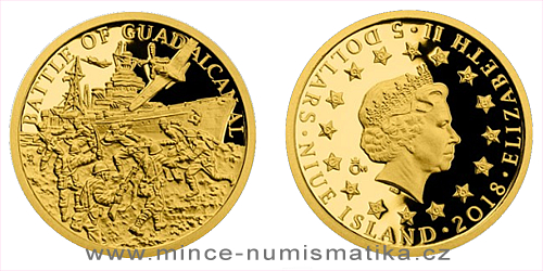 Zlatá mince 5 NZD Válečný rok 1943 - Bitva o Guadalcanal