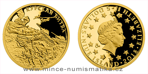 Zlatá mince 5 NZD Válečný rok 1943 - Bitva u Kurska
