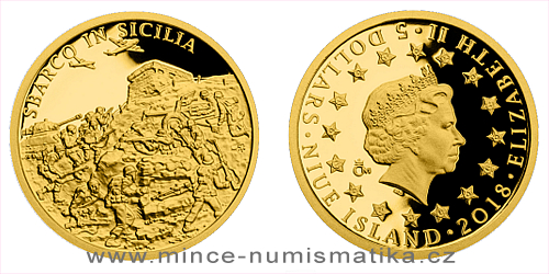 Zlatá mince 5 NZD Válečný rok 1943 - Invaze na Sicilii