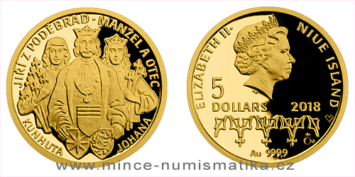 Zlatá mince Doba Jiřího z Poděbrad - Manžel a otec