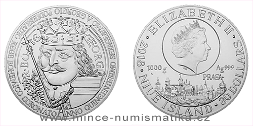 Stříbrná kilogramová mince Jiří z Poděbrad