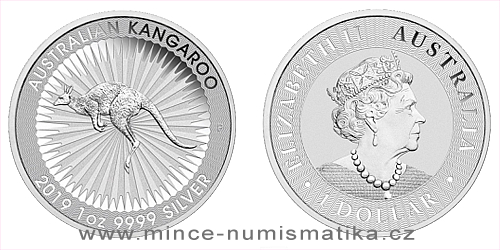 Stříbrná uncová mince Australian Kangaroo 2019 - 25 kusů (original balení v tubě)