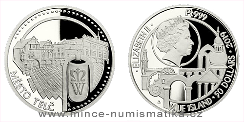 Platinová uncová mince UNESCO - Telč - historické centrum