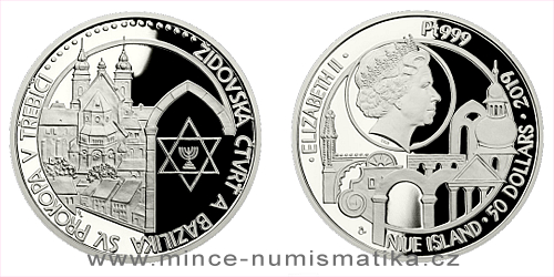 Platinová uncová mince UNESCO - Třebíč - židovská čtvrť a bazilika sv. Prokopa