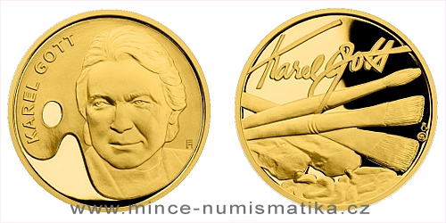 Zlatá půluncová číslovaná medaile Karel Gott - Malíř