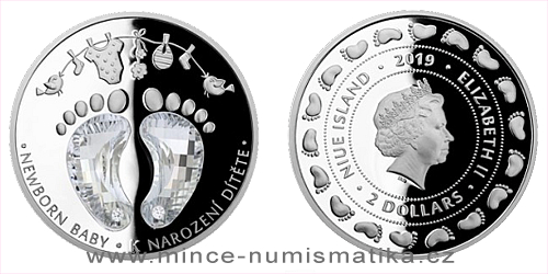 Stříbrná mince Crystal Coin - K narození dítěte 2