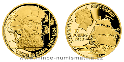 Zlatá čtvrtuncová mince Na vlnách - Vasco da Gama