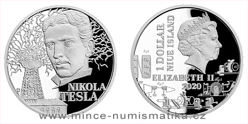 Stříbrná mince Géniové 19. stol. - Nikola Tesla