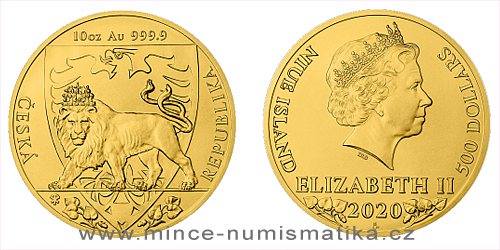 Zlatá desetiuncová investiční mince Český lev 2020