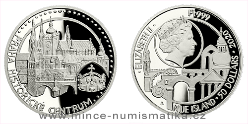 Platinová uncová mince UNESCO - Praha - historické centrum 