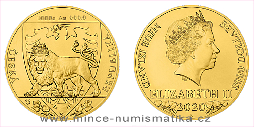 Zlatá kilogramová investiční mince Český lev 2020